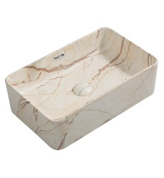 Раковина накладная Mixxus Premium QUADRO-0208 MARBLE 480х315х140mm с переливом (MP6518)