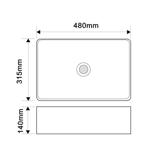 Раковина накладная Mixxus Premium QUADRO-0208 MARBLE 480х315х140mm с переливом (MP6518)