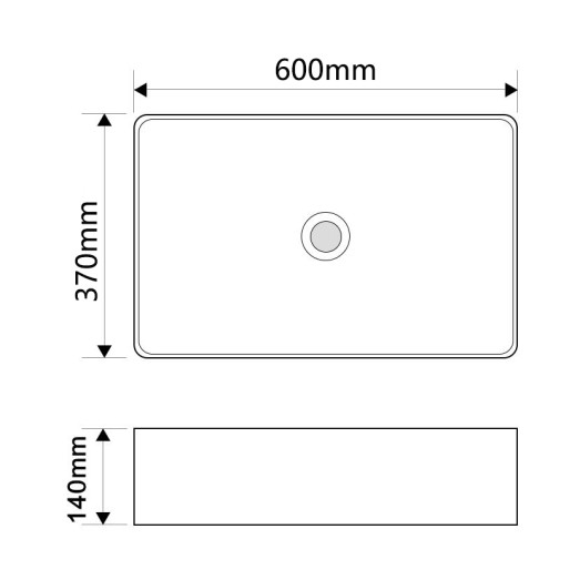 Раковина накладная Mixxus Premium QUADRO-0209 600х370х140mm с переливом (MP6522)