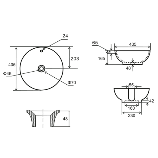 Раковина накладная Mixxus Premium TOPPER-0201 GRAY 410x410x165mm с переливом (MP6649)