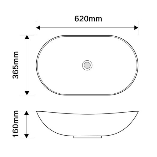 Раковина накладная Mixxus Premium WAVE-0105 WHITE-BLACK 620х360х160mm (MP6558)