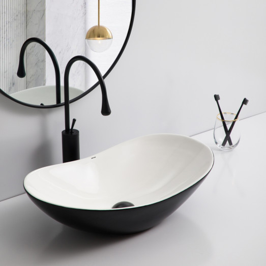 Раковина накладная Mixxus Premium WAVE-0105 WHITE-BLACK 620х360х160mm (MP6558)