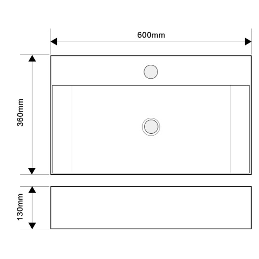 Раковина подвесная Mixxus Premium QUADRO-0206 600х360х130mm (MP6509)