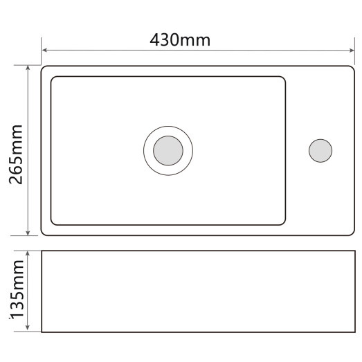 Раковина подвесная Mixxus Premium QUADRO-1201-L 430х265х135mm (MP6505)