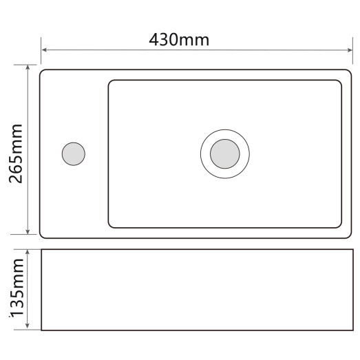 Раковина подвесная Mixxus Premium QUADRO-1201-R 430х265х135mm (MP6504)