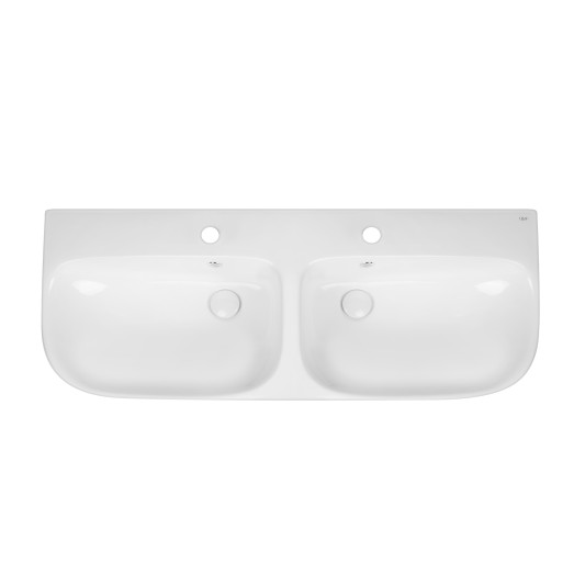 Раковина подвесная моноблок двойная Qtap Virgo 1000х410х360 White без донного клапана QT1811G760W