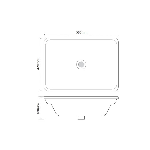 Раковина врезная на столешницу Mixxus Premium STYLE-1601 590х420х180mm с переливом (MP6570)
