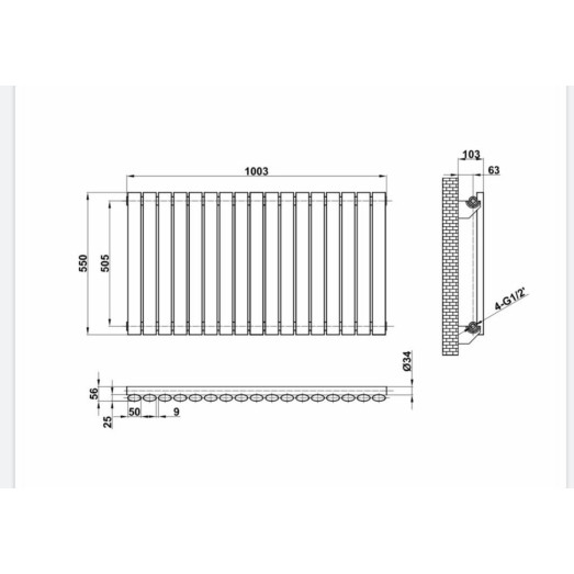 Радиатор трубчатый ARTTIDESIGN Rimini G 17/550/1003 горизонтальный серый матовый (RM.G.17.55.100.G) Радиатор трубчатый ARTTIDESIGN Rimini G 17/550/1003 горизонтальный серый матовый (RM.G.17.55.100.G)