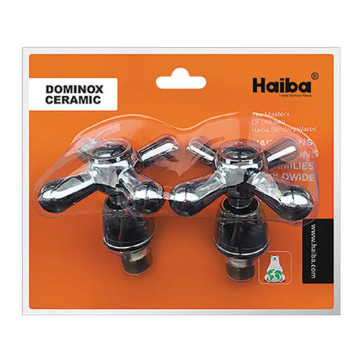 Ручки для змішувача з кран-буксами (пара) Haiba Dominox (кераміка) (HB0576)
