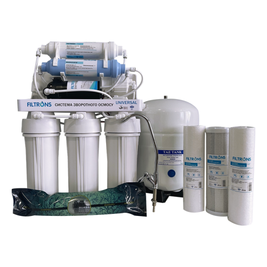 Система обратного осмоса Filtrons Universal 6-ти ступенчатая с помпой (UNI-6 PUMP) Система обратного осмоса Filtrons Universal 6-ти ступенчатая с помпой (UNI-6 PUMP)