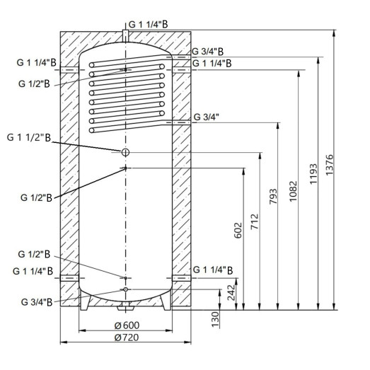 Теплоаккумулятор Thermo Alliance TAI-10 350 с теплообменником 1,4 кв. м с изоляцией 60 мм (TAI0135060)