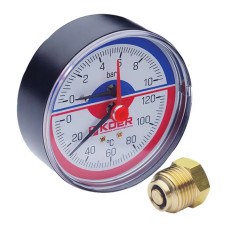 Термо-манометр аксіальний KOER KM.802A (0-10 bar), 80мм, 1/4''-1/2'' (KR0224)