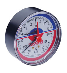 Термо-манометр аксіальний KOER KM.802A (0-6 bar), 80мм, 1/4''-1/2'' (KR0223)