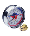 Термо-манометр аксиальный (KOER KM.812A) (0-10 bar), D 80мм, 1/4''-1/2'' (KR0219)