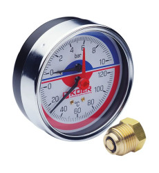 Термо-манометр аксиальный (KOER KM.812A) (0-10 bar), D 80мм, 1/4''-1/2'' (KR0219)