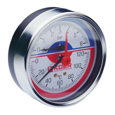 Термо-манометр аксіальний KOER KM.812A (0-6 bar), 80мм, 1/4''-1/2'' (KR0220)