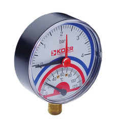 Термо-манометр радіальний KOER KM.801R (0-4 bar), 80мм, 1/4''-1/2'' (KR0217)