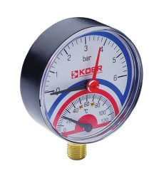 Термо-манометр радіальний KOER KM.801R (0-6 bar), 80мм, 1/4''-1/2'' (KR0218)