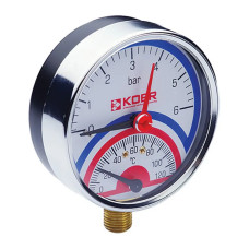 Термо-манометр радиальный (KOER KM.821R) (0-6 bar), D 80мм, 1/4''-1/2'' (KR0214)