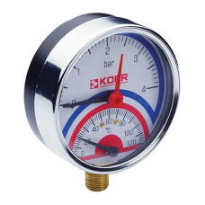 Термо-Манометр радиальный KOER KM.821R D=80мм (0-4 bar) 1/2'' (KR0213)