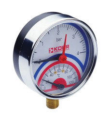 Термо-Манометр радиальный KOER KM.821R D=80мм (0-4 bar) 1/2'' (KR0213)