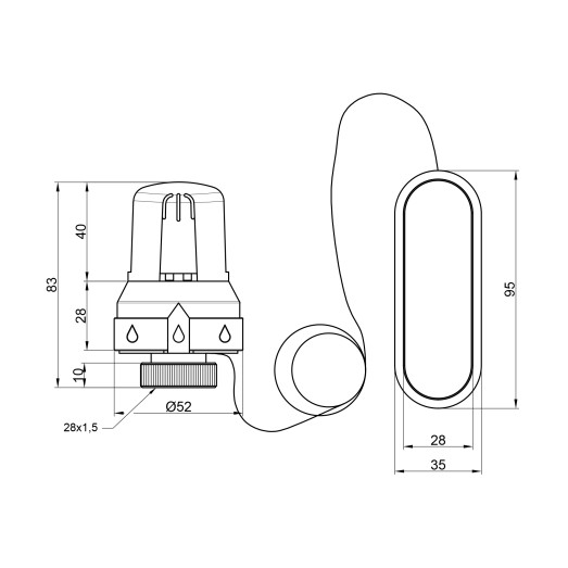 Термоголовка Icma 28х1,5 з виносним датчиком №987 (82987AC20)