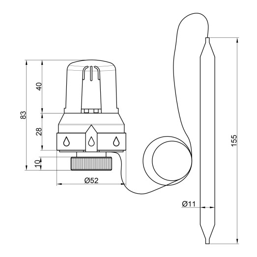 Термоголовка Icma 30х1,5 с выносным датчиком №992 (82992AC20)