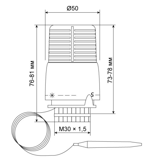 Термоголовка с выносным датчиком M30x1.5 Koer KR.1333 (KR2751)
