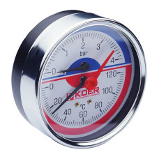 Термо-манометр аксіальний KOER KM.812A (0-4 bar), 80мм, 1/4''-1/2'' (KR0221)