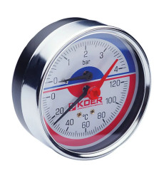 Термо-манометр аксіальний KOER KM.812A (0-4 bar), 80мм, 1/4''-1/2'' (KR0221)