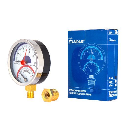 Термоманометр Thermo Alliance Standart 80 мм 1/2" нижнє підключення (SD17210B)