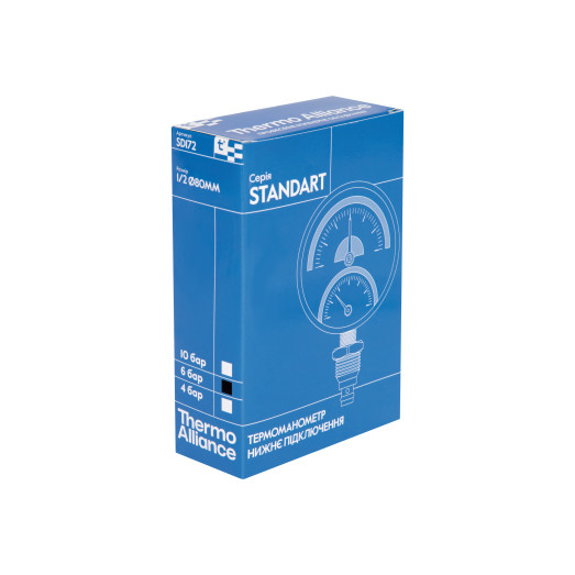 Термоманометр Thermo Alliance Standart 80 мм 1/2" нижнє підключення (SD1726B)