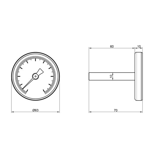 Термометр Thermo Alliance Standart 120°С 63 мм 1/2" заднє підключення (SD17450MM)