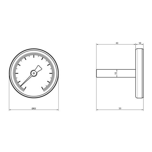 Термометр Thermo Alliance Standart 120°С 63 мм 1/2" заднє підключення (SD17440MM)