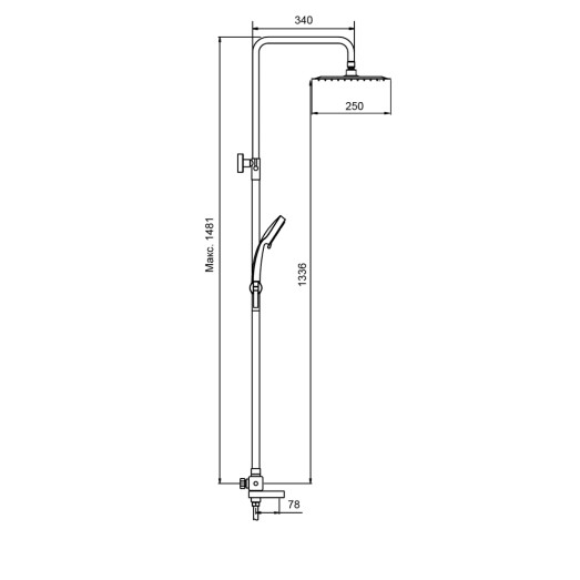 Душевая колонна термостатическая со смесителем Koer KI-57017-02 (KR4788)