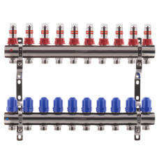 Коллектор для теплого пола KOER на 10 контуров с расходомерами 1 "х3/4" (KR2647)
