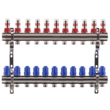 Колектор для теплої підлоги KOER на 11 контурів з витратомірами 1"х3/4" (KR2648)