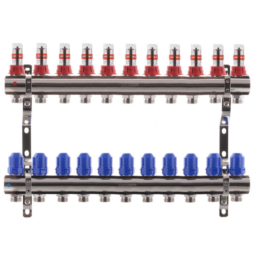 Колектор для теплої підлоги KOER на 11 контурів з витратомірами 1"х3/4" (KR2648)