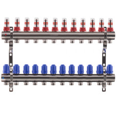 Колектор для теплої підлоги KOER на 12 контурів з витратомірами 1"х3/4" (KR2649)