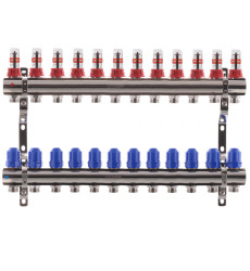 Коллектор для теплого пола KOER на 12 контуров с расходомерами 1 "х3/4" (KR2649)