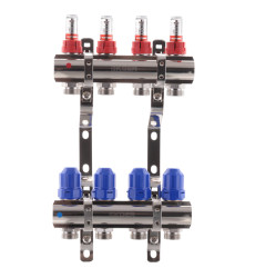 Коллектор для теплого пола KOER на 4 контура с расходомерами 1 "х3/4" (KR2641)