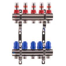 Коллектор для теплого пола KOER на 5 контуров с расходомерами 1 "х3/4" (KR2642)