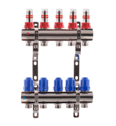 Коллектор для теплого пола KOER на 5 контуров с расходомерами 1 "х3/4" (KR2642)