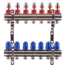 Коллектор для теплого пола KOER на 7 контуров с расходомерами 1 "х3/4" (KR2644)