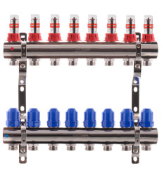 Коллектор для теплого пола KOER на 8 контуров с расходомерами 1 "х3/4" (KR2645)