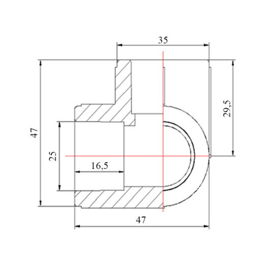 Трійник кутовий PPR Blue Ocean 25, 90° (BOEETX2525XXX)