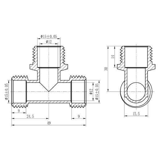Тройник обжимной SD Forte 16х1/2 "х16 ЗР SF178W161516