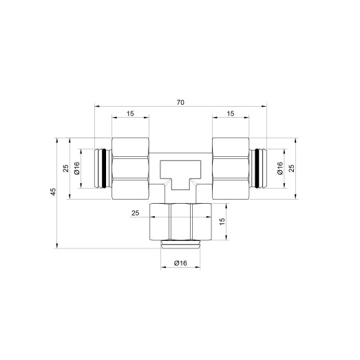 Тройник обжимной SD Plus 16 SD158W161616