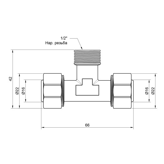 Тройник обжимной SD Plus 16х1/2 "х16 ЗР SD160W161516