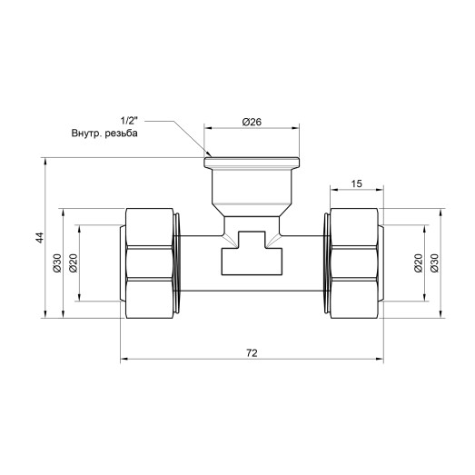 Тройник обжимной SD Plus 20х1/2 "х20 ВР SD159W201520